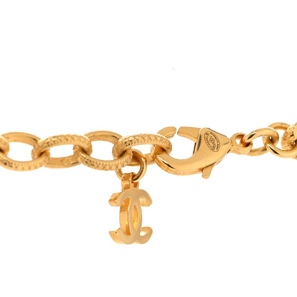 Chanel Crystal Chain Link CC Choker Necklace Gold 4 of 5