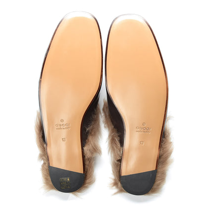 Gucci Goatskin Fur Web GG Mens Princetown Slippers 13 Cocoa 5 of 10