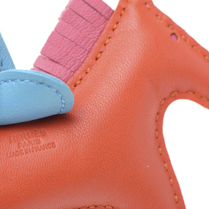 Hermes Milo Lambskin Grigri Rodeo Horse Bag Charm PM Orange Bleu Zanzibar Rose Azalee 4 of 7