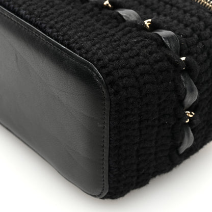 Chanel Lambskin Crochet Quilted Small Vanity Case With Chain Black 10 of 11