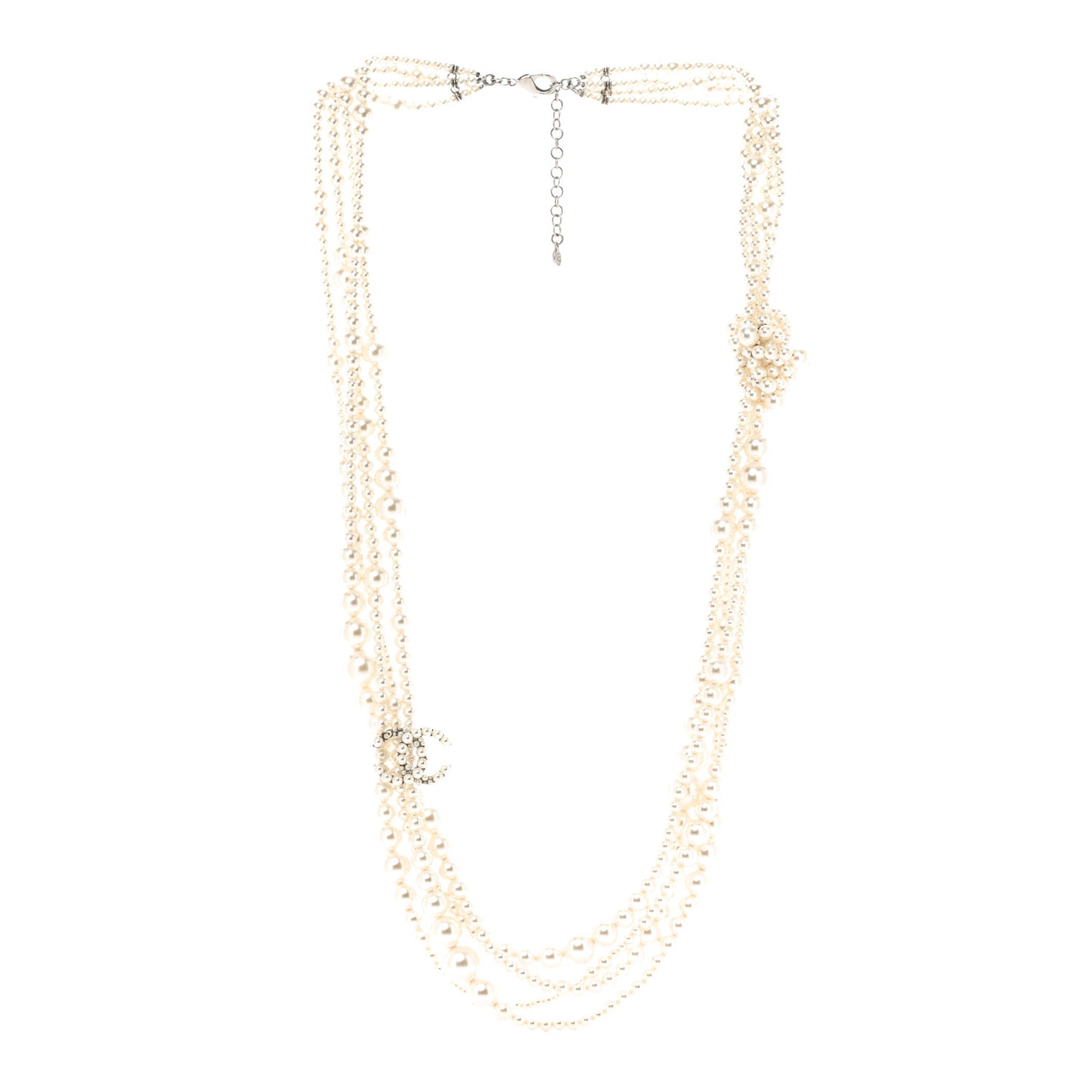 Pearl Graduated Multi Strand CC Necklace Pearly White