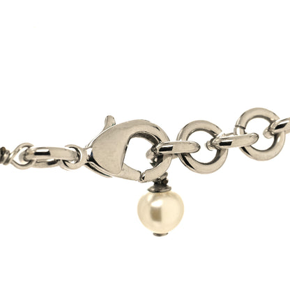 Chanel Crystal Pearl CC Long Necklace Silver 4 of 5