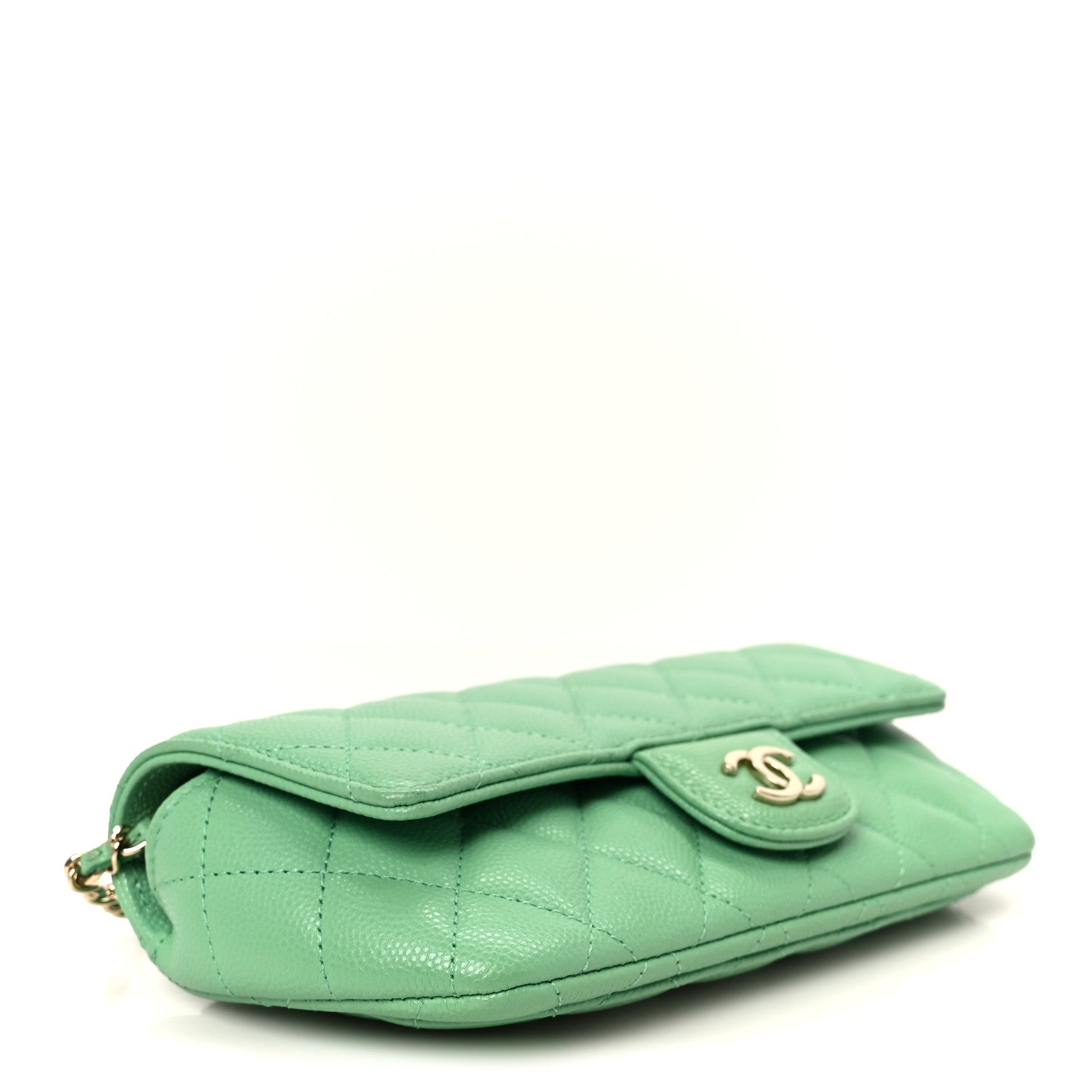 Chanel Caviar Quilted Flap Phone Holder With Chain Green 4 of 12