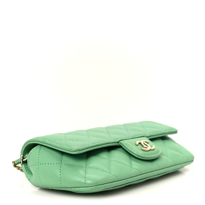Chanel Caviar Quilted Flap Phone Holder With Chain Green 4 of 12
