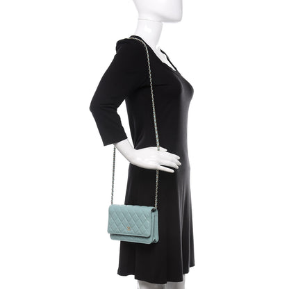 Chanel Caviar Quilted Wallet On Chain WOC Light Blue 2 of 14