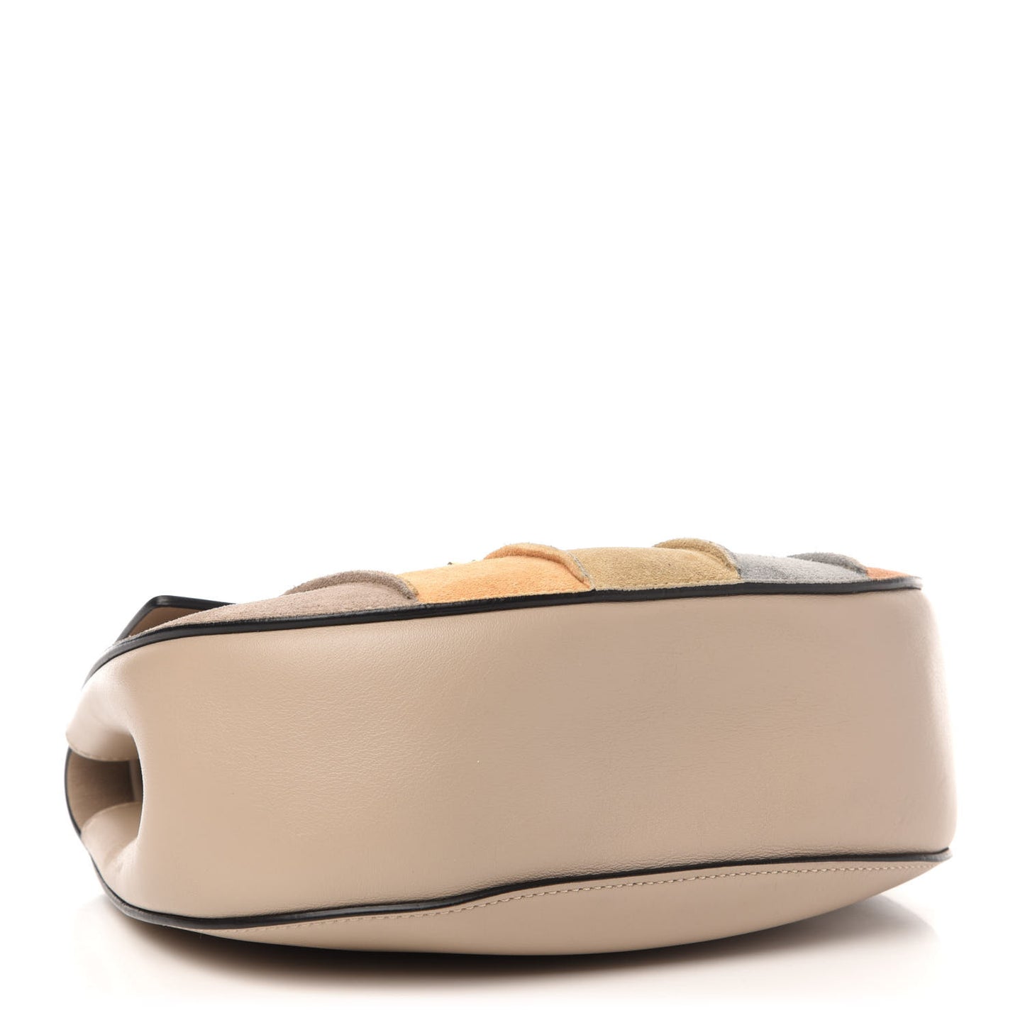 Suede Calfskin Striped Patchwork Drew Shoulder Bag Grey Multicolor