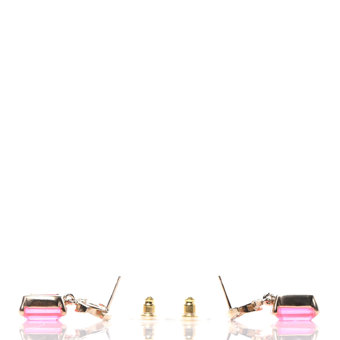 Metal Crystal CC Earrings Gold Pink