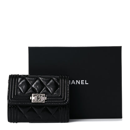 Chanel Distressed Patent Quilted Boy Flap Card Holder Wallet Black 11 of 11