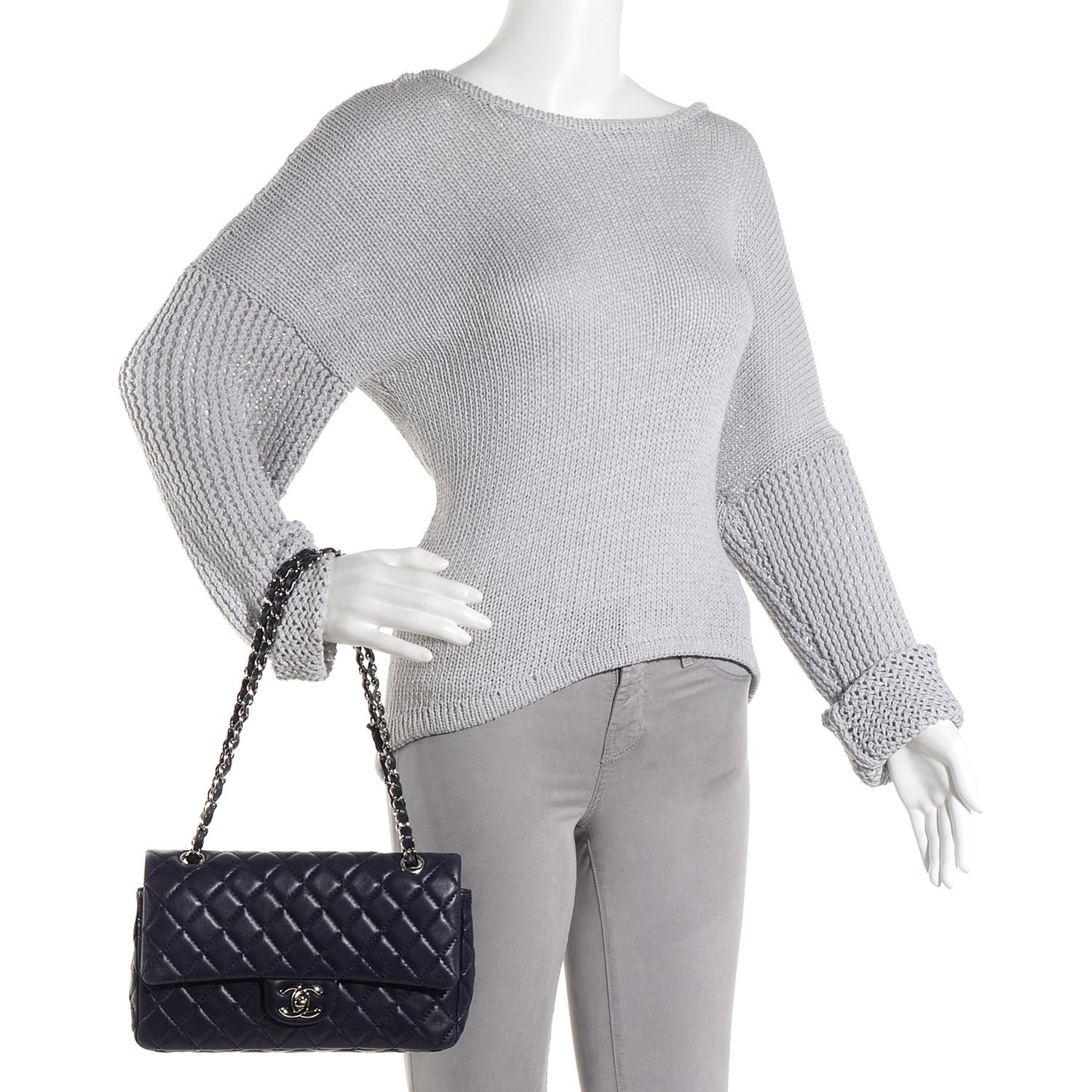 Chanel Lambskin Medium Double Flap Navy 2 of 8