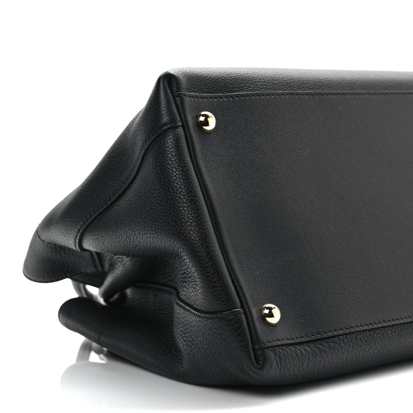 Grainy Calfskin Medium Milton Satchel Black