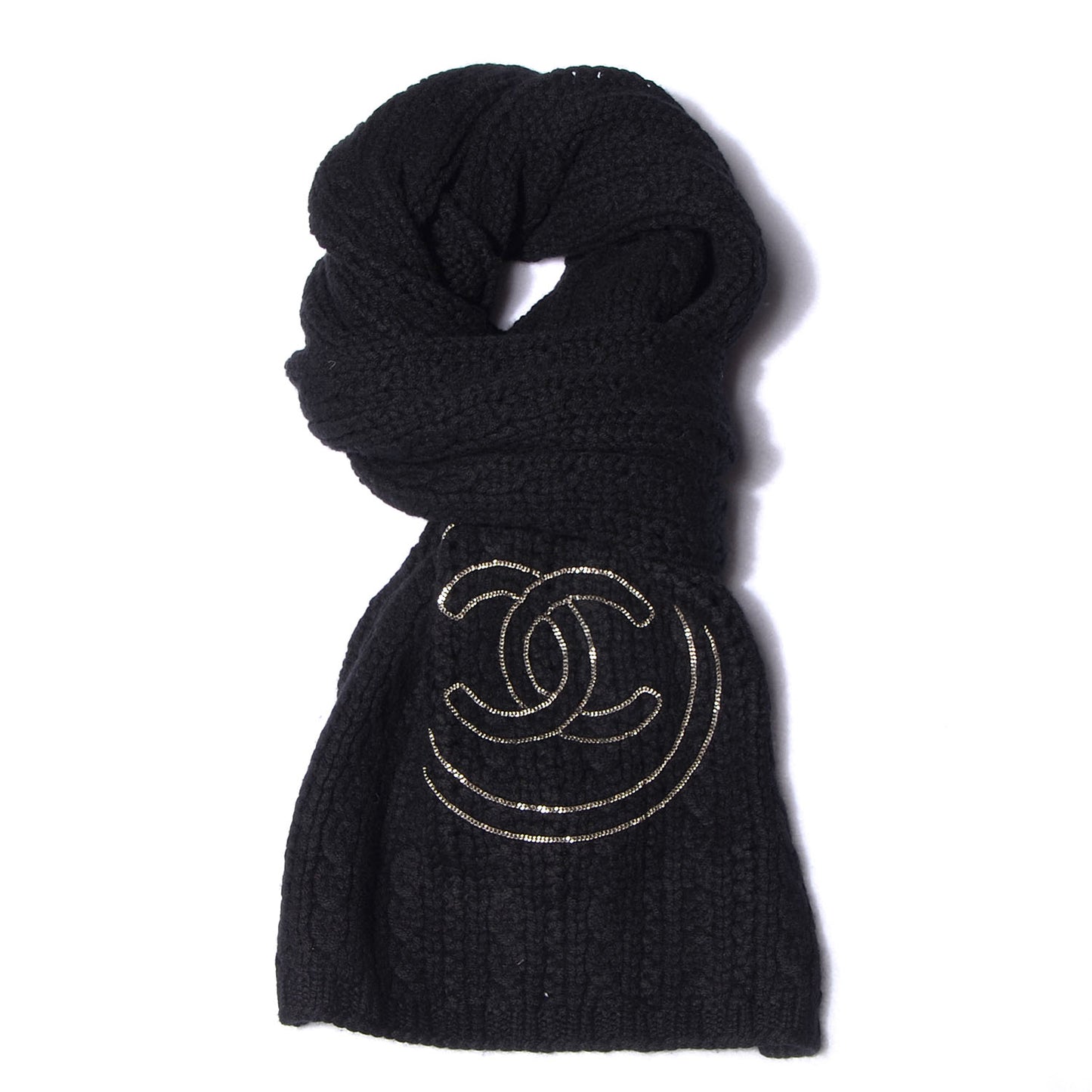 Cashmere Chain CC Scarf Black