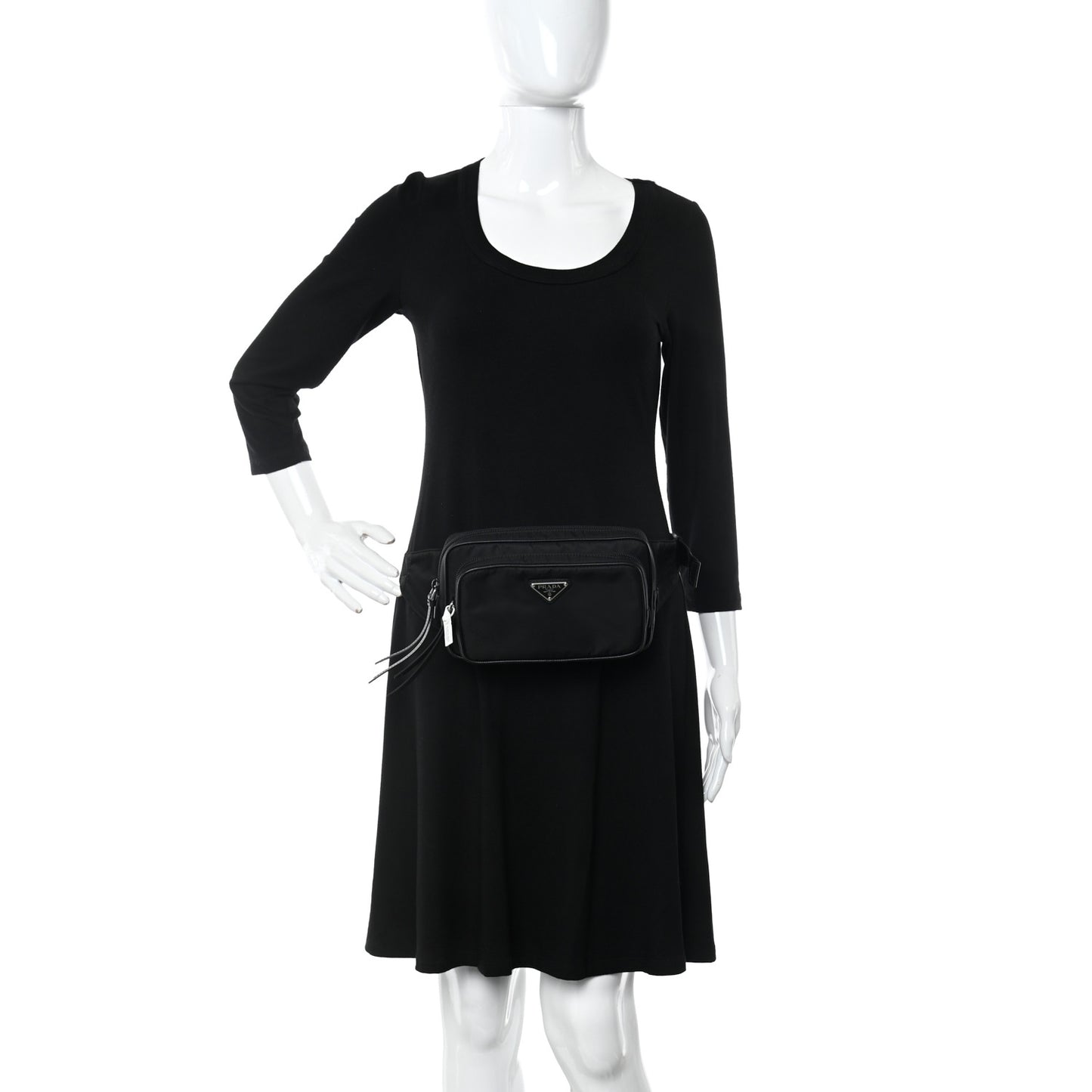 Re-Nylon Saffiano Belt Bag L Black