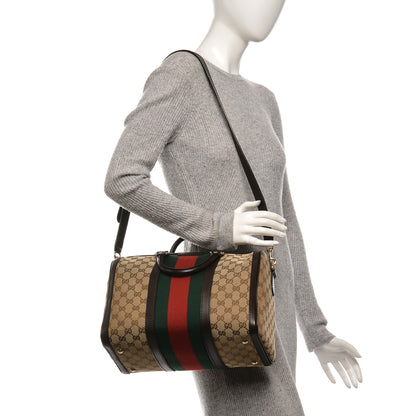 Gucci Monogram Vintage Web Medium Boston Dark Brown 2 of 7