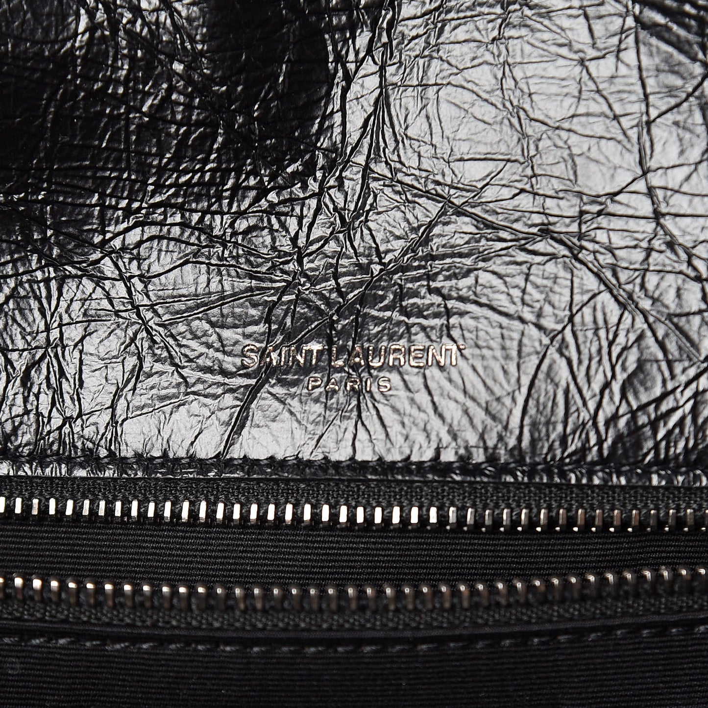 Crinkled Calfskin Matelasse Monogram Medium Niki Chain Satchel Black
