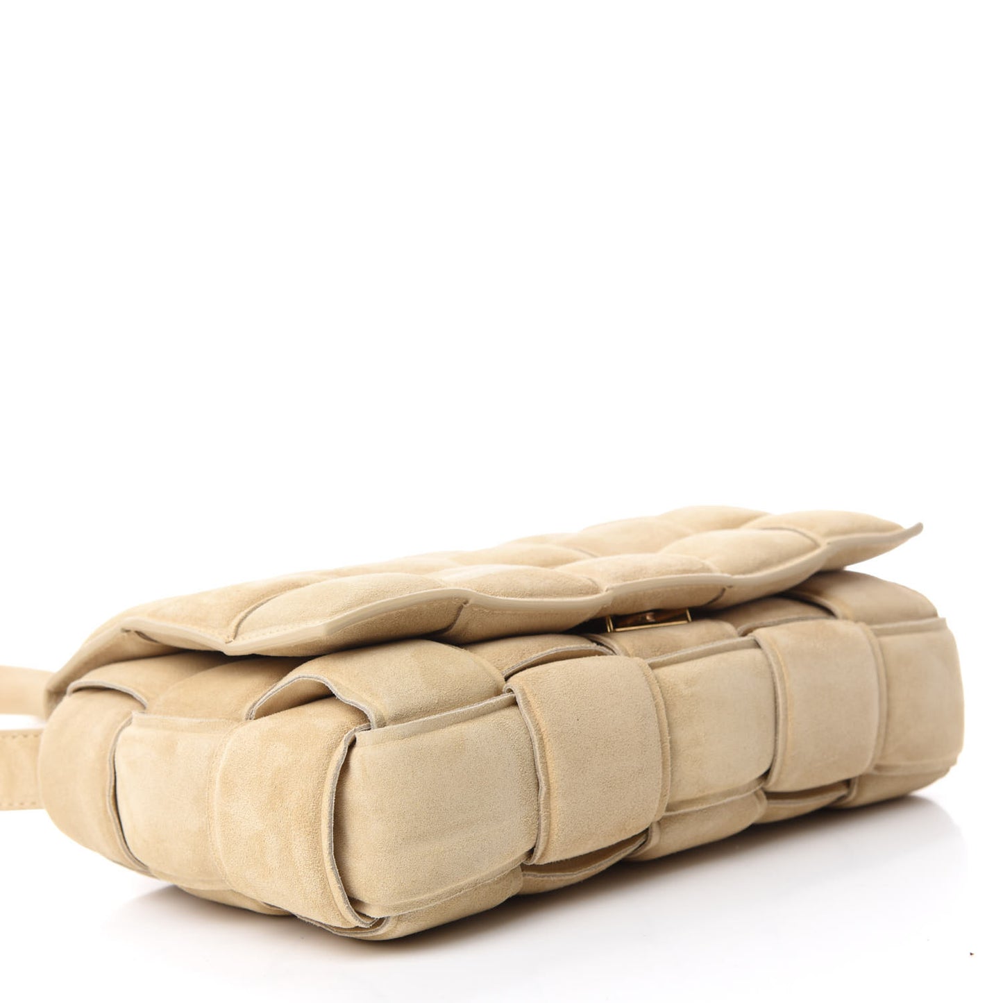 Suede Calfskin Maxi Intrecciato Padded Cassette Crossbody Bag Sand