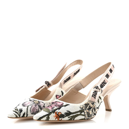Christian Dior Canvas Ribbon Rose Mutabilis Embroidered J'Adoir Slingback 65mm Pumps 39.5 Multicolor 4 of 10