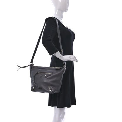 Balenciaga Grained Calfskin Silver Hardware Small Neo Classic Hobo Dark Grey 2 of 9