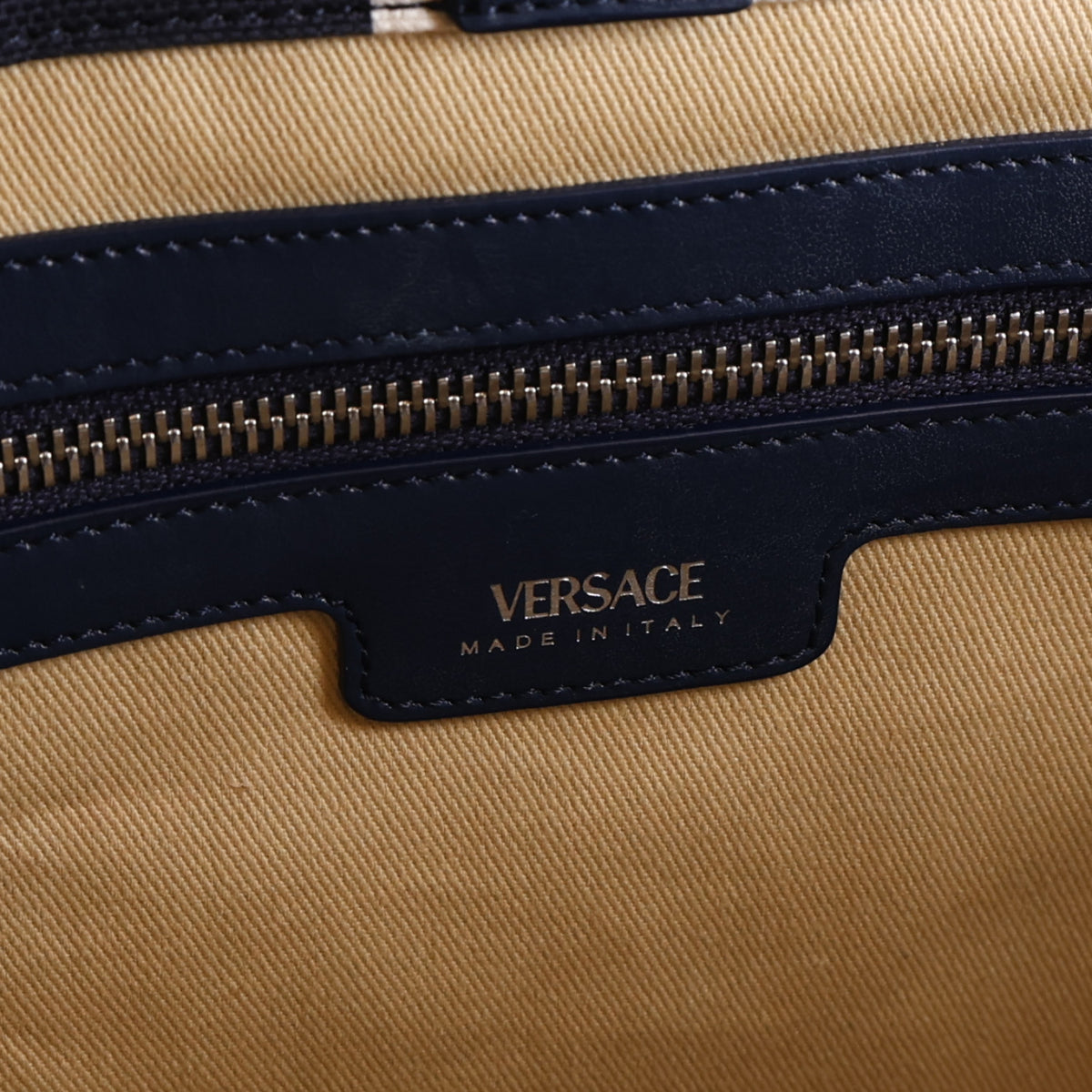 Canvas Striped La Medusa Tote Bag  Navy Blue White