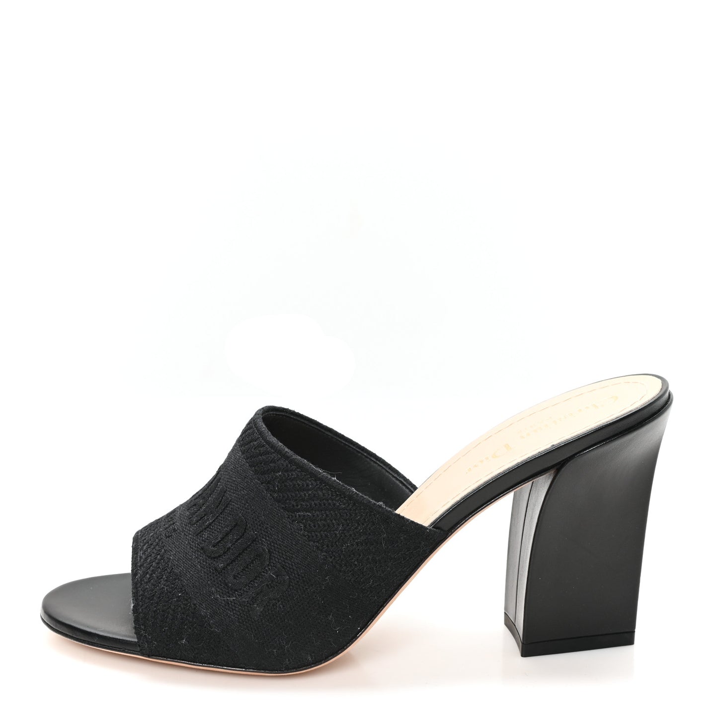 Cotton Embroidered Dway 85mm Slide Sandals 40 Black