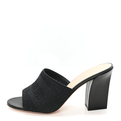 Christian Dior Cotton Embroidered Dway 85mm Slide Sandals 40 Black 1 of 10