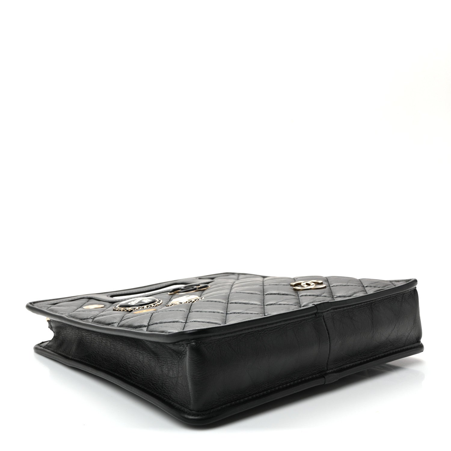 Chanel Aged Calfskin Small Charms Shopping Bag Black 4 of 10