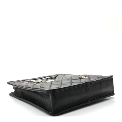 Chanel Aged Calfskin Small Charms Shopping Bag Black 4 of 10