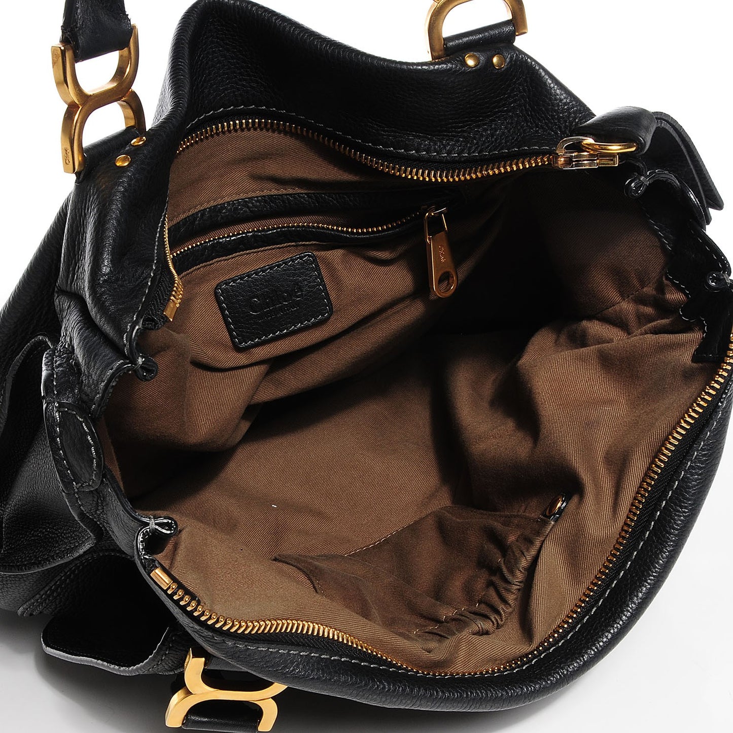 Calfskin Large Marcie Satchel Black