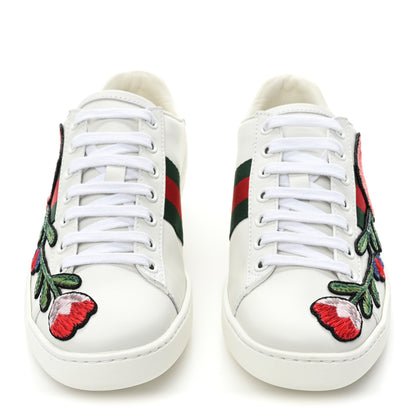 Gucci Calfskin Web Floral Embroidered Womens Ace Sneakers 35 White 2 of 10