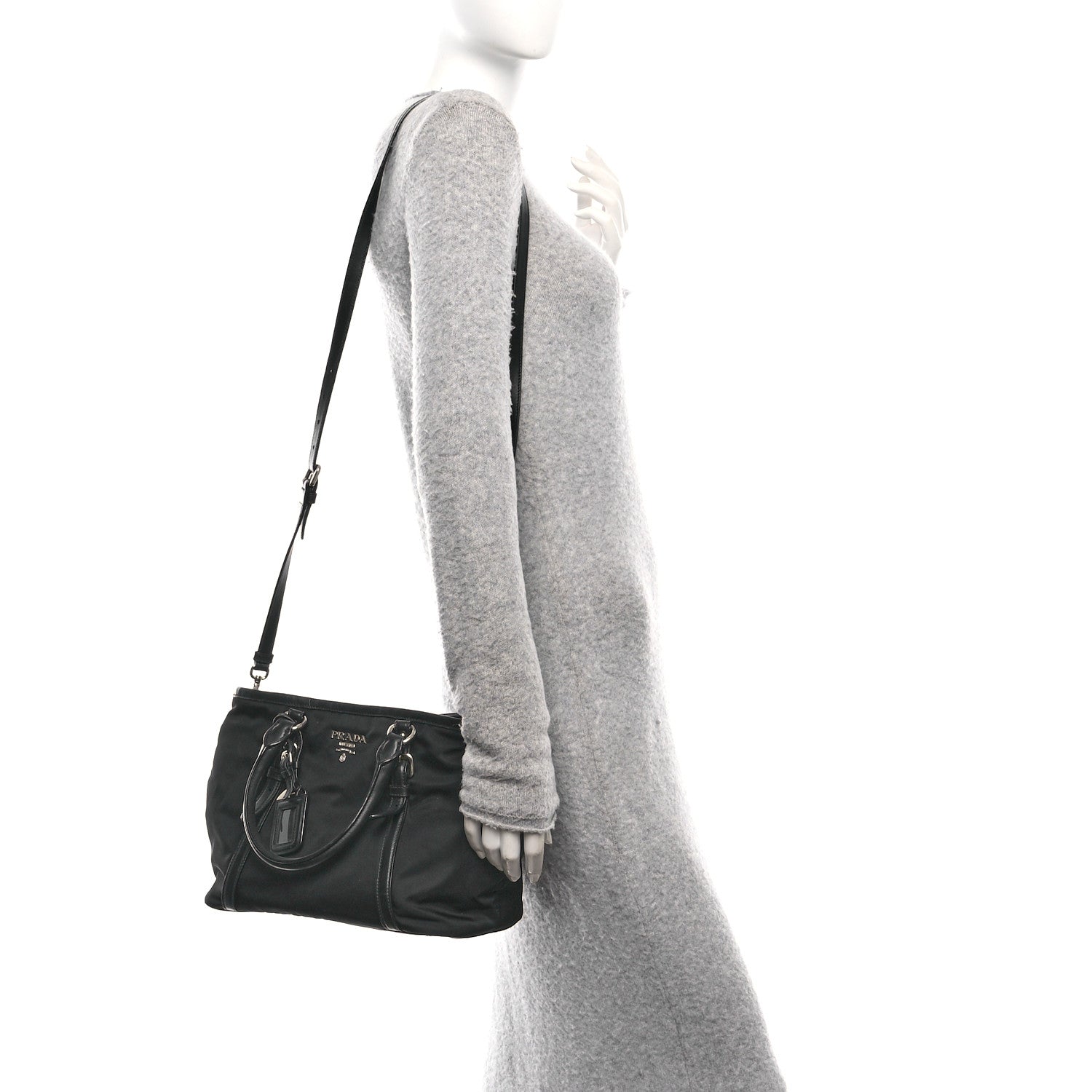 Prada Tessuto Nylon Soft Calf Tote Black 2 of 9