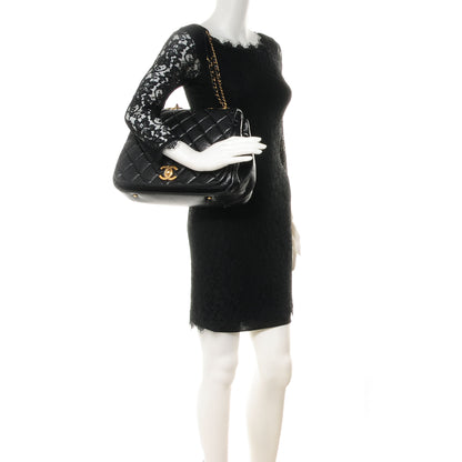 Chanel Aged Calfskin Quilted Large Pondichery Flap Black 2 of 8