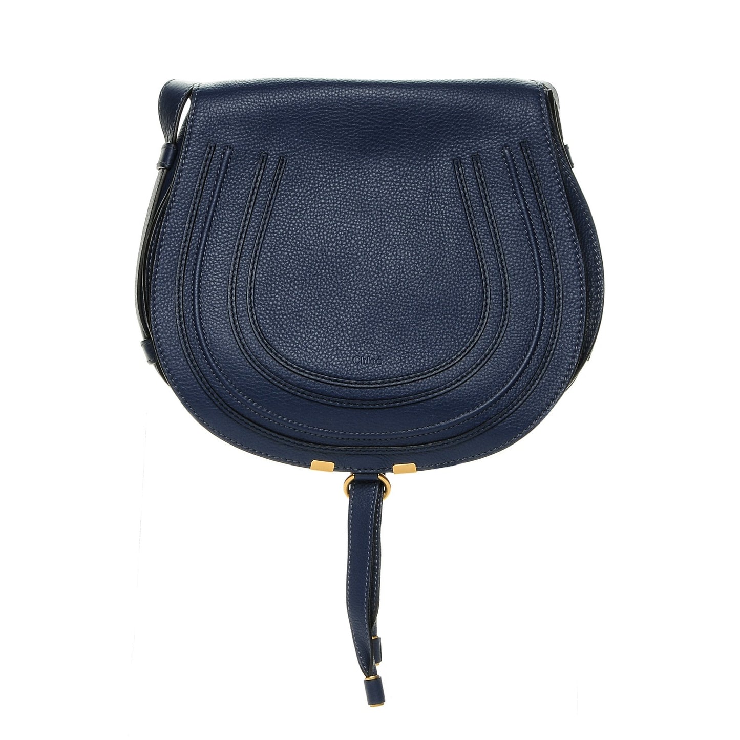 Calfskin Medium Marcie Round Crossbody Bag Royal Navy