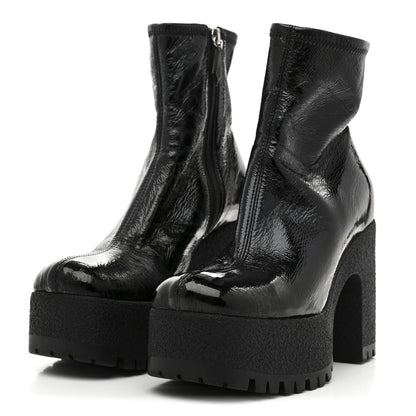 Miu Miu Naplak Patent Zip Lug Sole Boots 37 Black 4 of 9