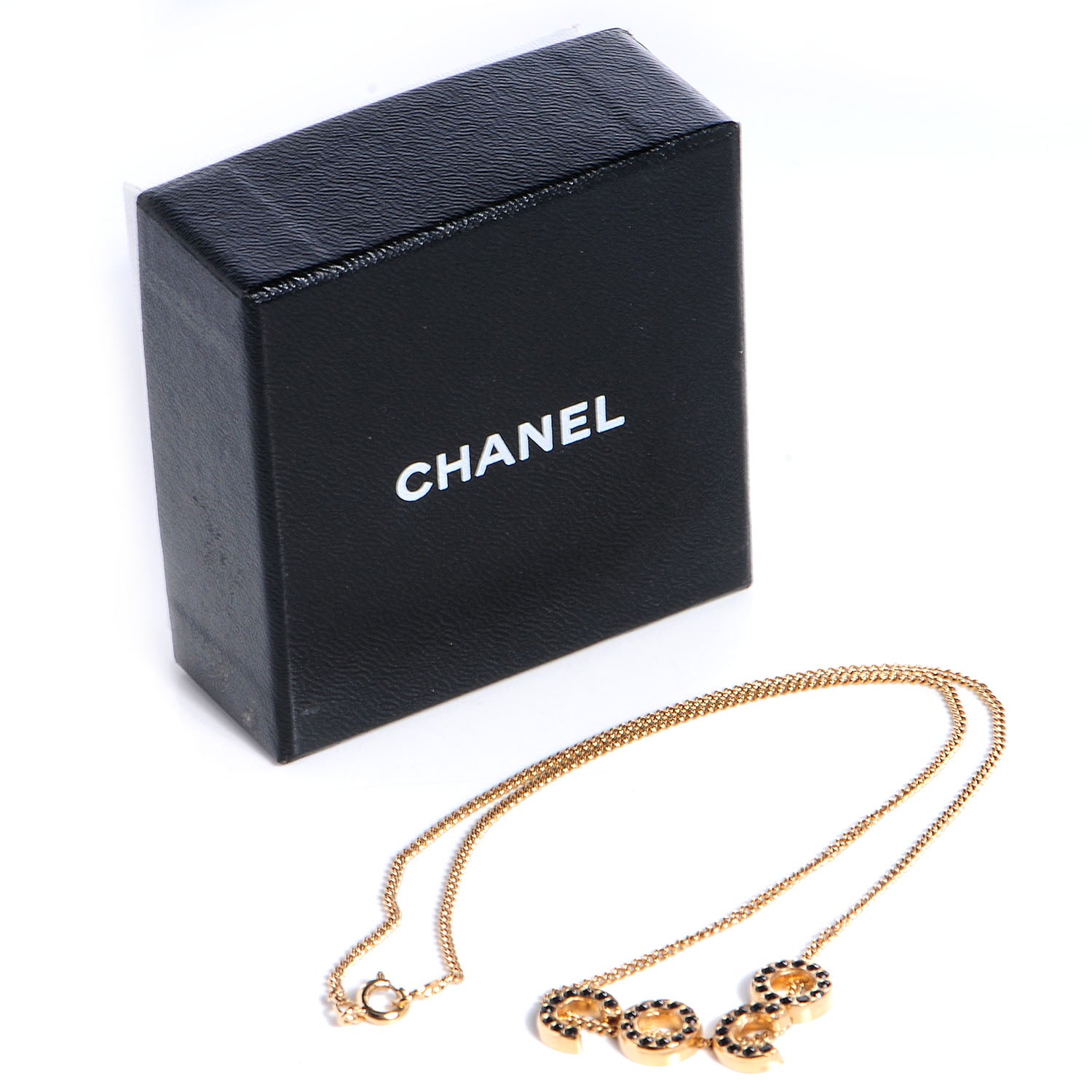 Chanel Black Crystal Coco Necklace Gold 5 of 5