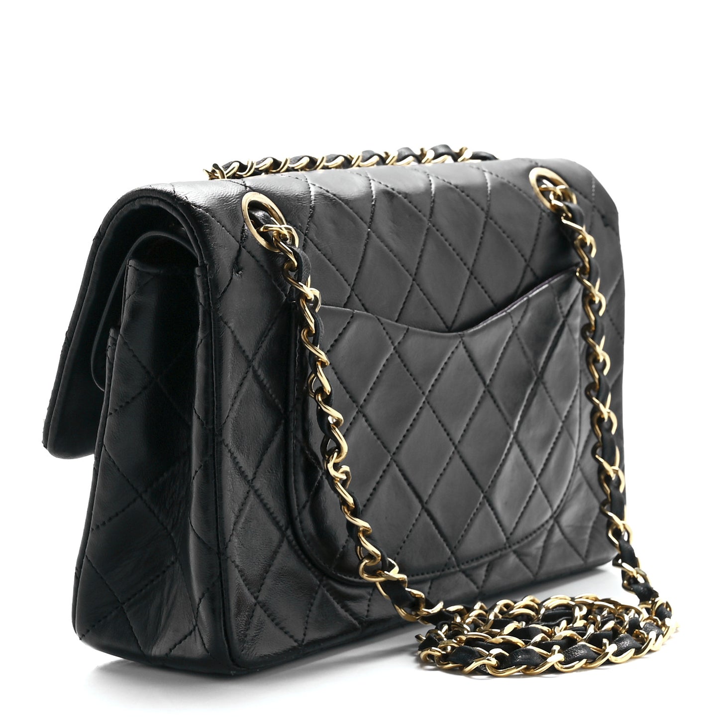 Lambskin Quilted Small Double Flap Black