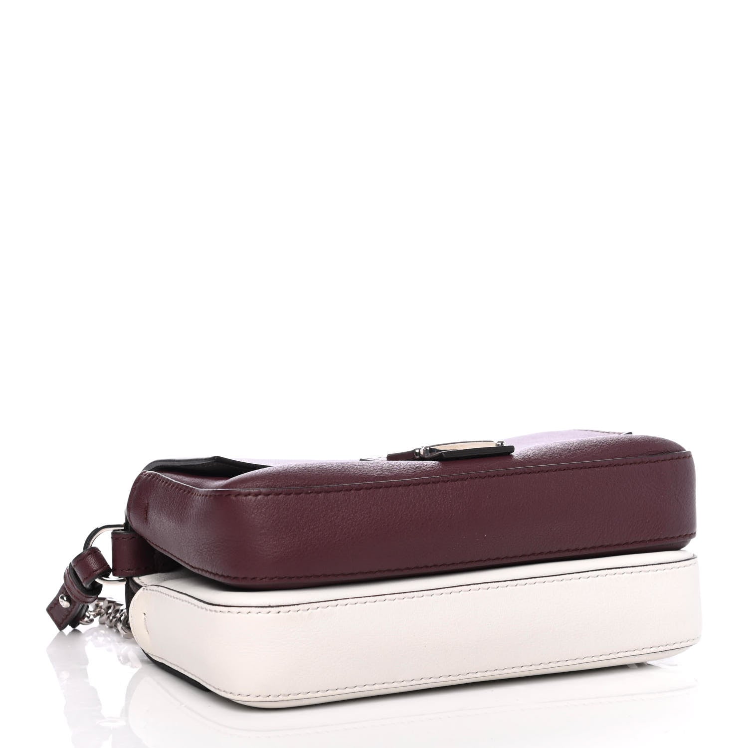 Fendi Vitello Dolce Flowerland Bi-Color Studded Micro Double Baguette Bordeaux White Ice 3 of 4