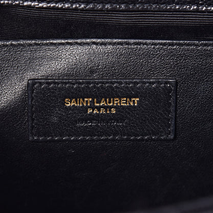 Saint Laurent Grain De Poudre Textured Mixed Matelasse Triquilt Medium Monogram Satchel Black 7 of 16