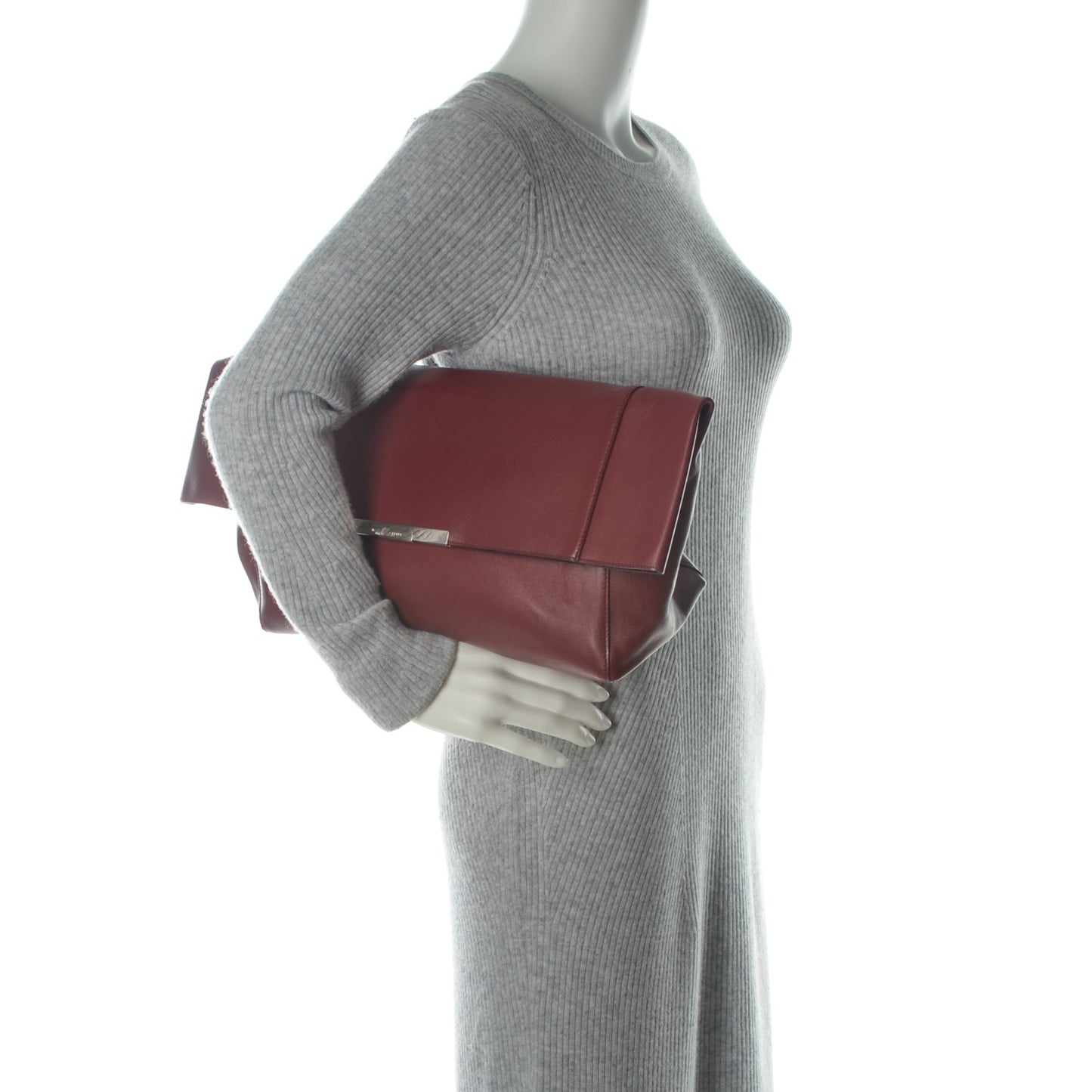 Calfskin Folded Clutch Burgundy