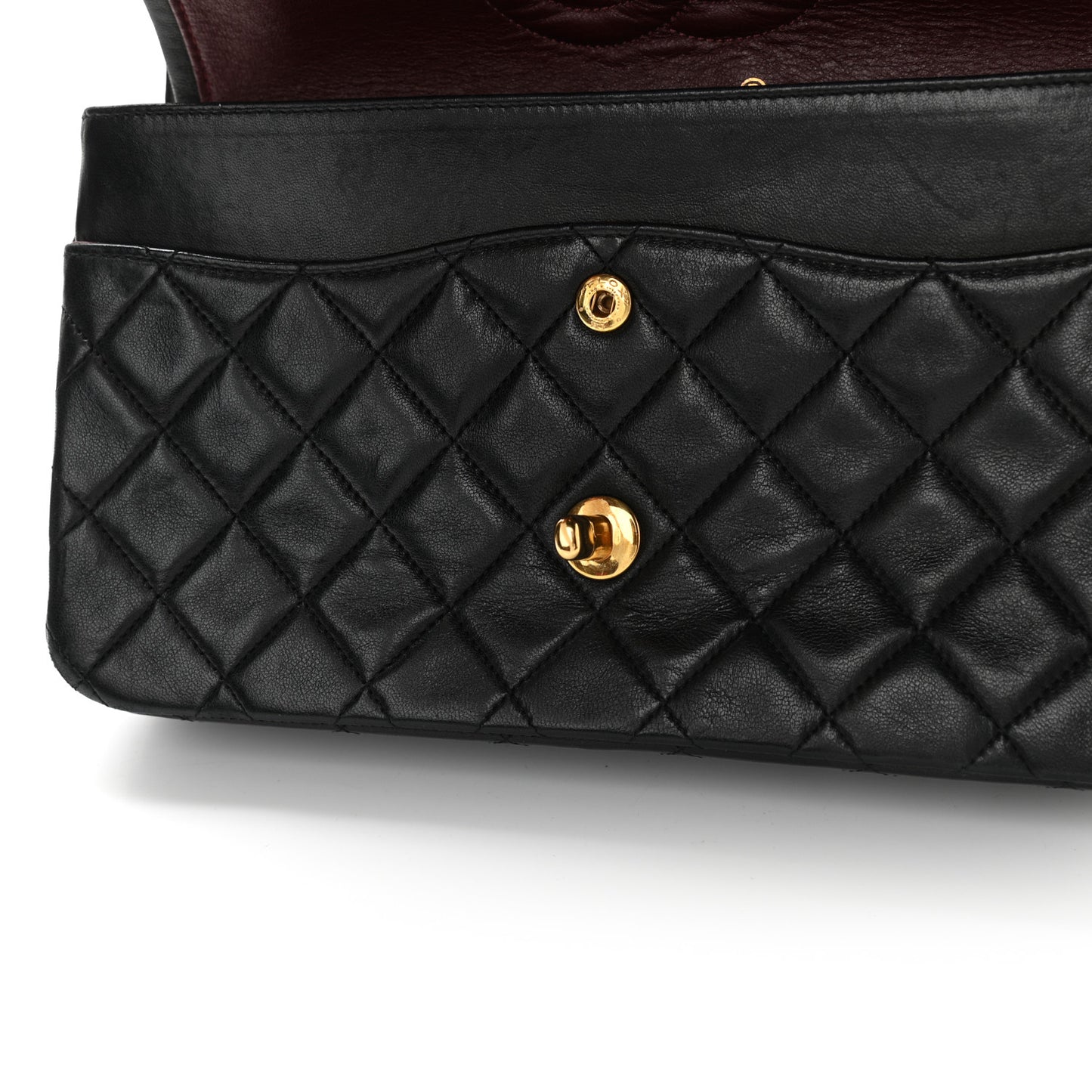 Lambskin Quilted Medium Double Flap Black