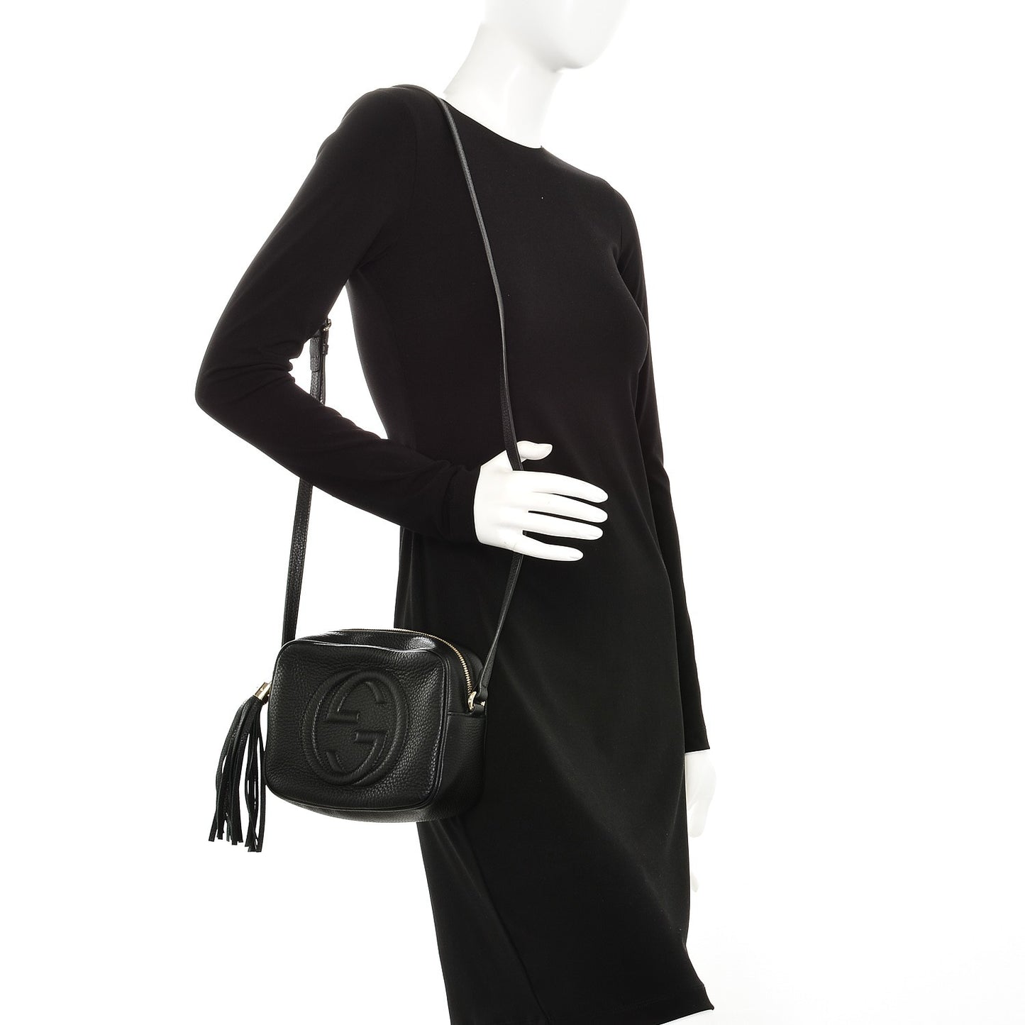 Pebbled Calfskin Small Soho Disco Bag Black