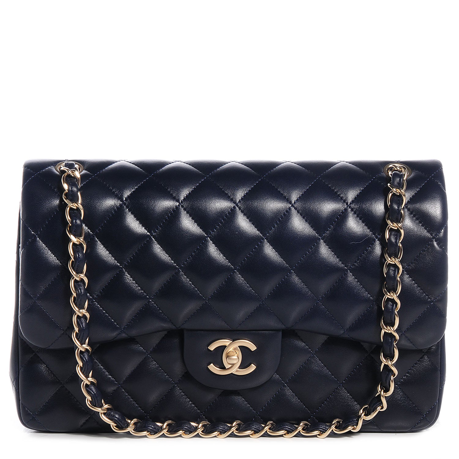 Chanel Lambskin Jumbo Double Flap Navy Blue 1 of 8