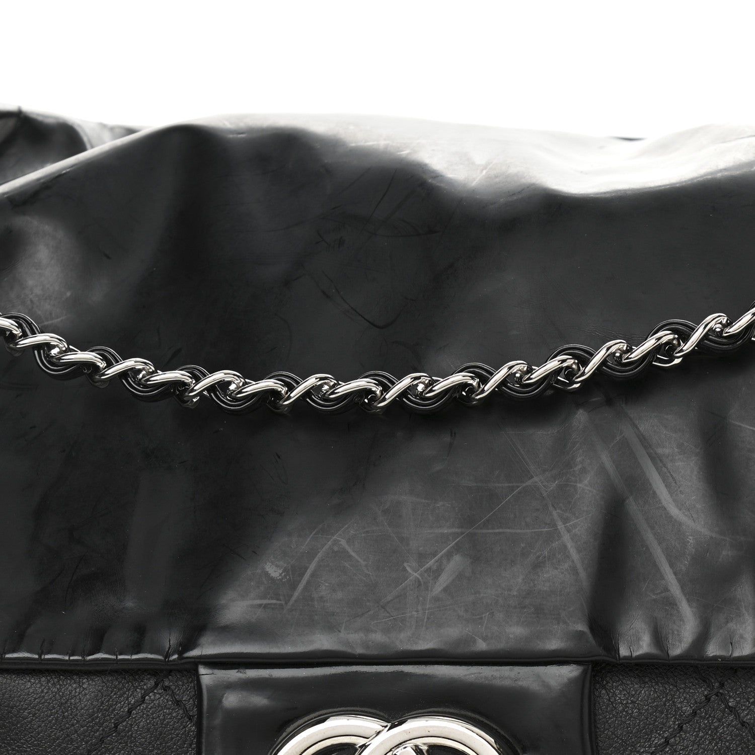 Chanel Vinyl Calfskin Quilted Flap Messenger Black 7 of 15