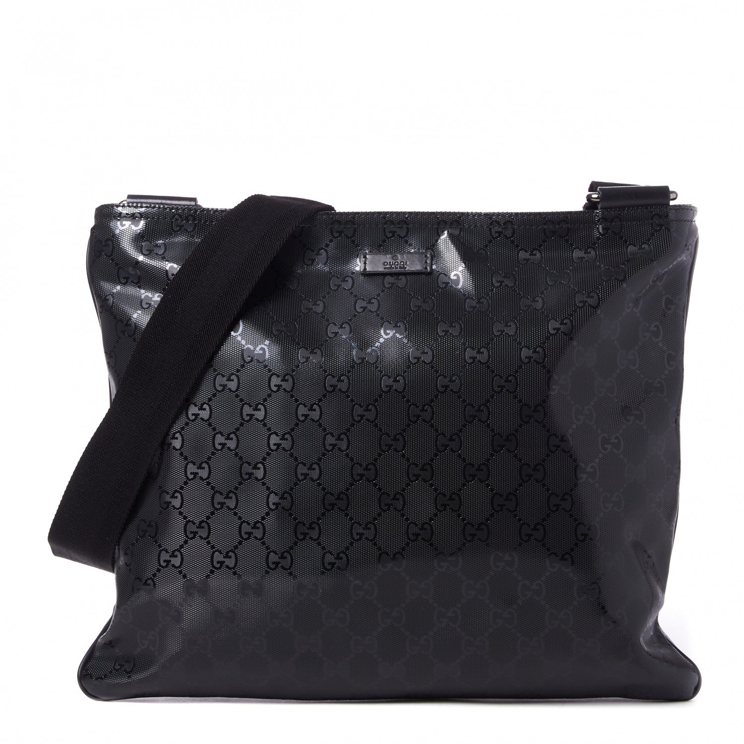 Gucci Imprime Monogram Medium Flat Messenger Bag Black 1 of 8