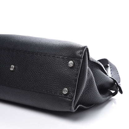 Fendi Cuoio Romano Selleria Bi-Color Medium Peekaboo Iconic Satchel Black Mou 7 of 10
