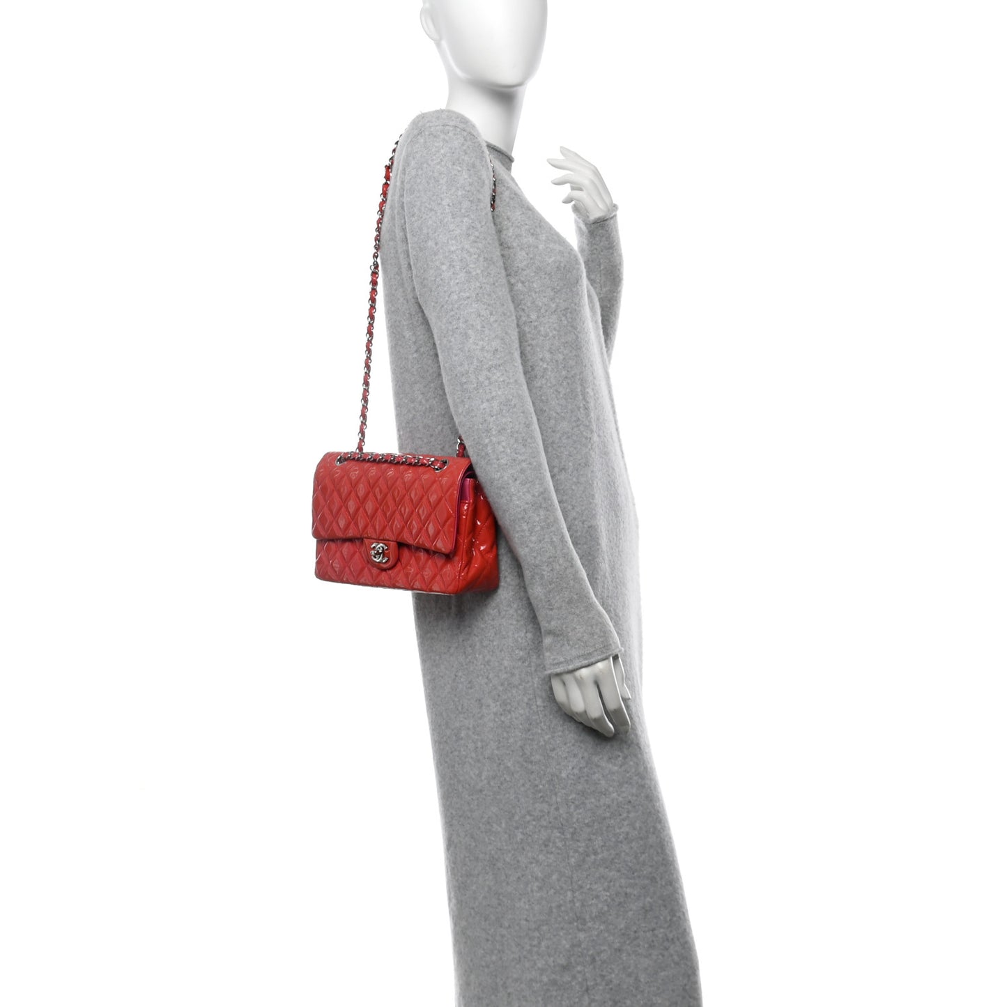 Patent Quilted Medium Double Flap Pink