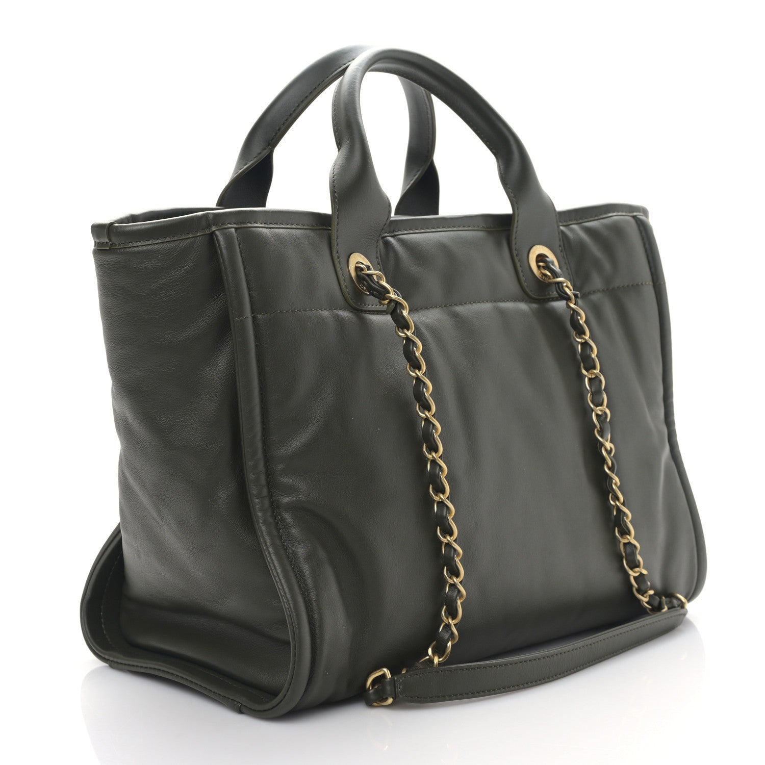 Chanel Calfskin Small Deauville Tote Khaki 4 of 10