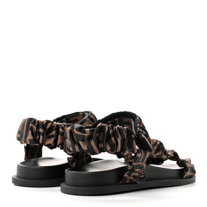 Fendi Satin FF Ruched Sandals 36 Tobacco Black 4 of 11