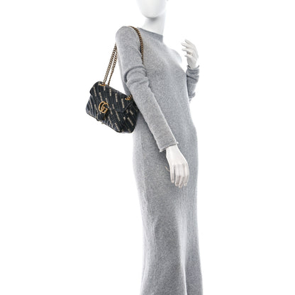 Gucci X BALENCIAGA Calfskin Matelasse Logo Print Small GG Marmont Shoulder Bag Black 3 of 11