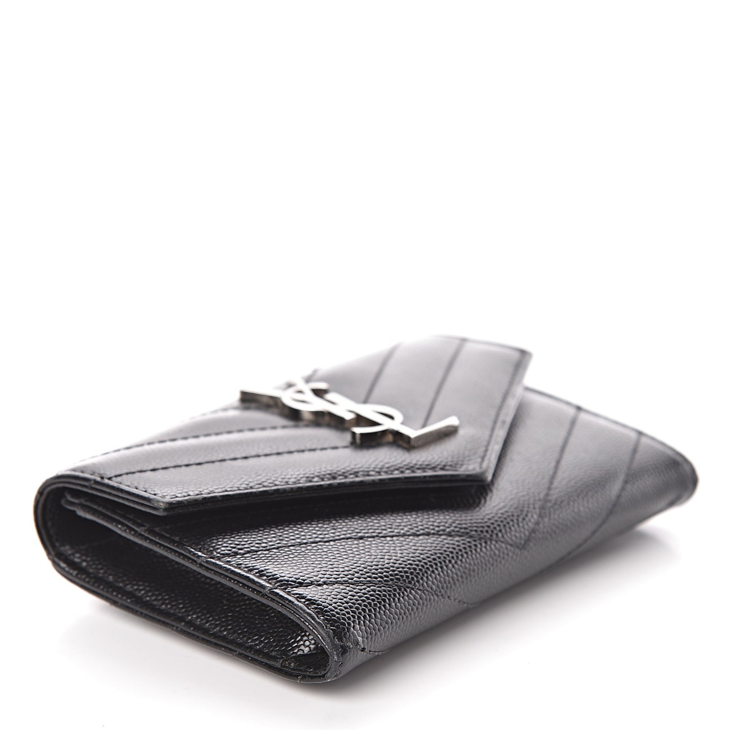 Grain De Poudre Matelasse Chevron Small Monogram Envelope Wallet Black