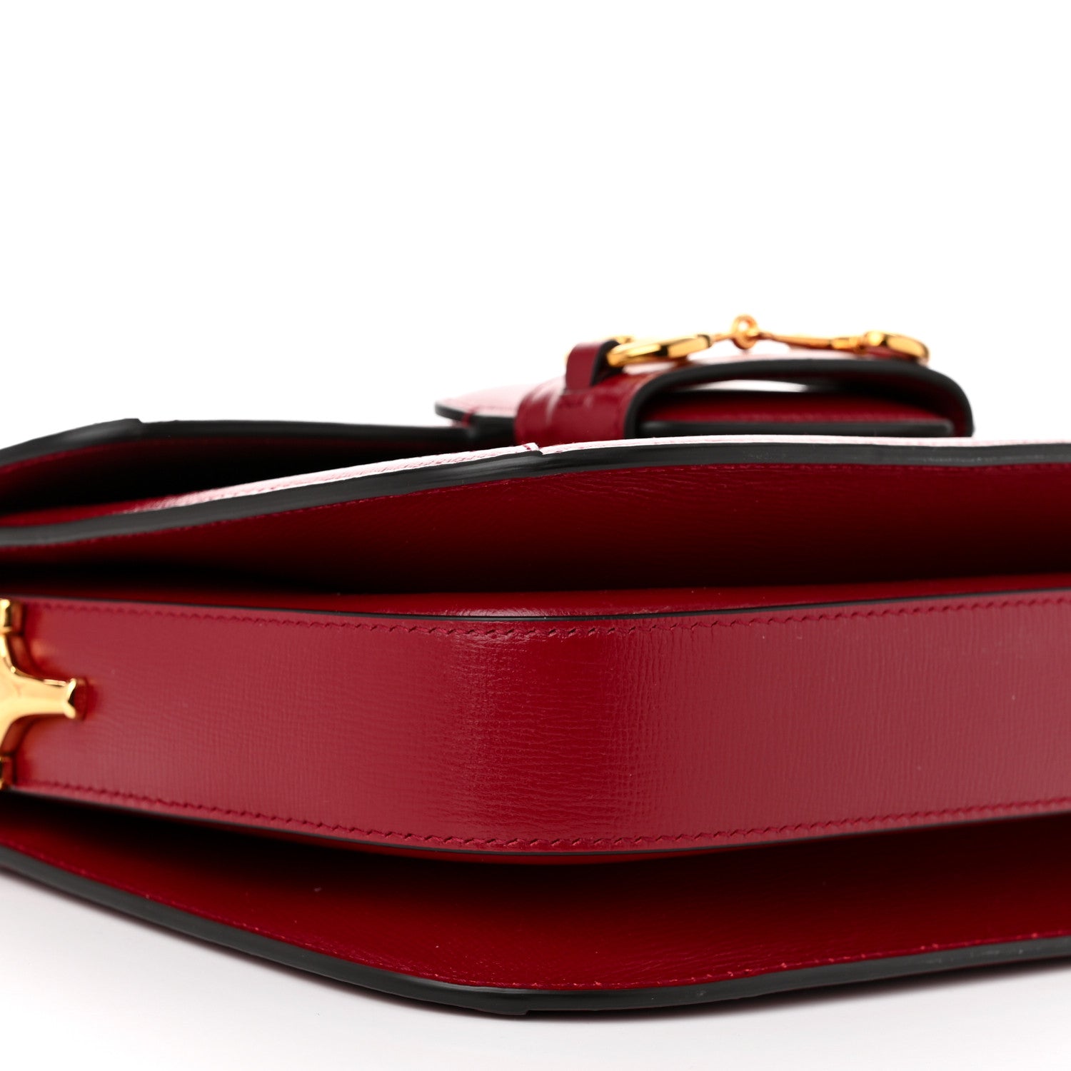 Gucci GG Supreme Monogram Azalea Calfskin Horsebit 1955 Shoulder Bag Beige Ebony New Cherry Red 9 of 11