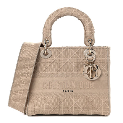 Christian Dior Canvas Embroidered Medium Lady D-Lite Beige 1 of 19
